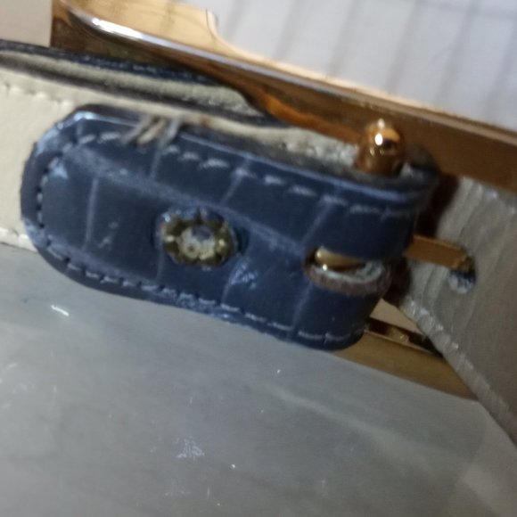 'ANNE KLEIN' Mid Grey Patent Leather Belt Size S Faux Reptile - Picture 6 of 9